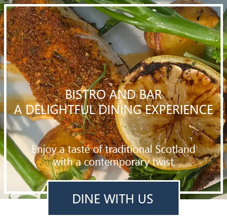 Bistro dish with grilled lemon and greens at the Black Bull Inn bistro and bar