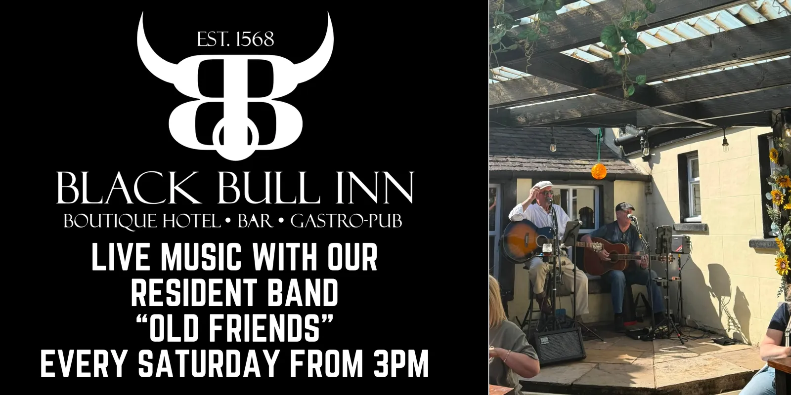 Live music every Saturday from 3pm with resident band Old Friends at the Black Bull Inn